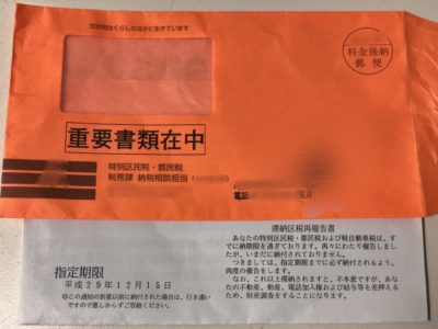 住民税、滞納区税再催告書